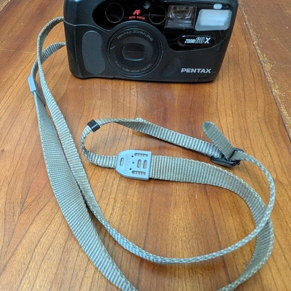 PENTAX Zoom 60-X 35mm 90s Y2K Point & Shoot Film Camera Black TESTED Works - Picture 2 of 11